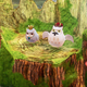 The king and queen owl perched on a tree stump throne in Tales of Arise.